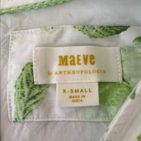 ANTHROPOLOGIE MAEVE dress V-Neck Tunic Babydoll Green Floral cotton lined - Picture 7 of 8